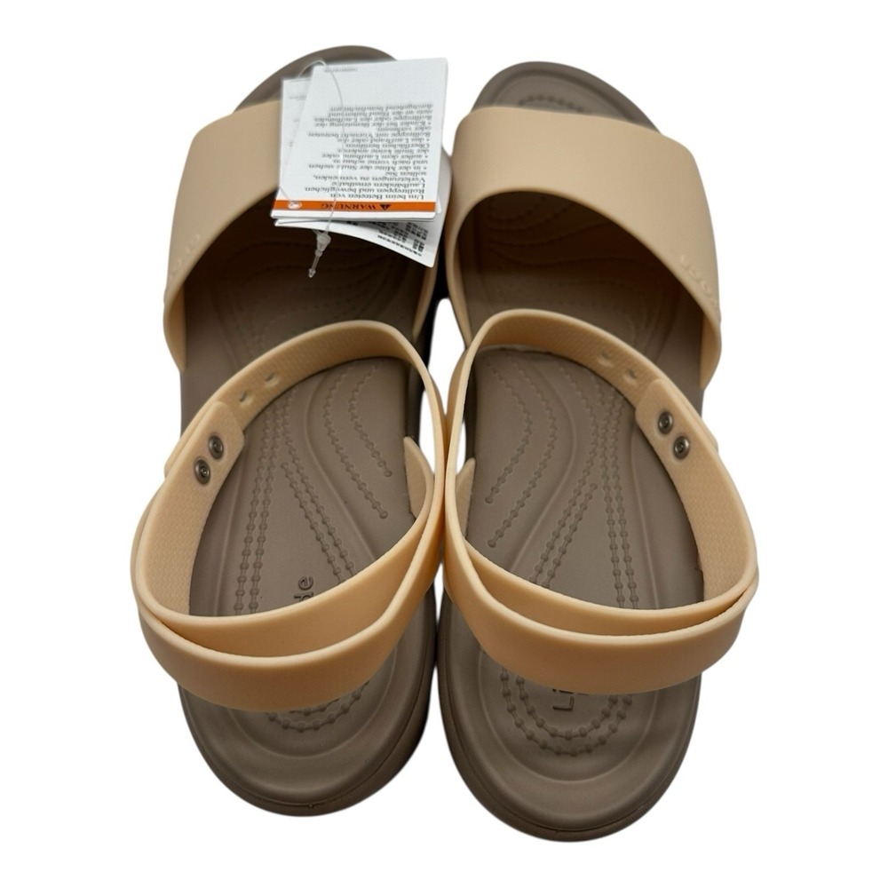 Crocs Brooklyn Ankle Strap Wedge Sandals Womens Sz 8 Shitake Beige Grey Shoes - Picture 9 of 10